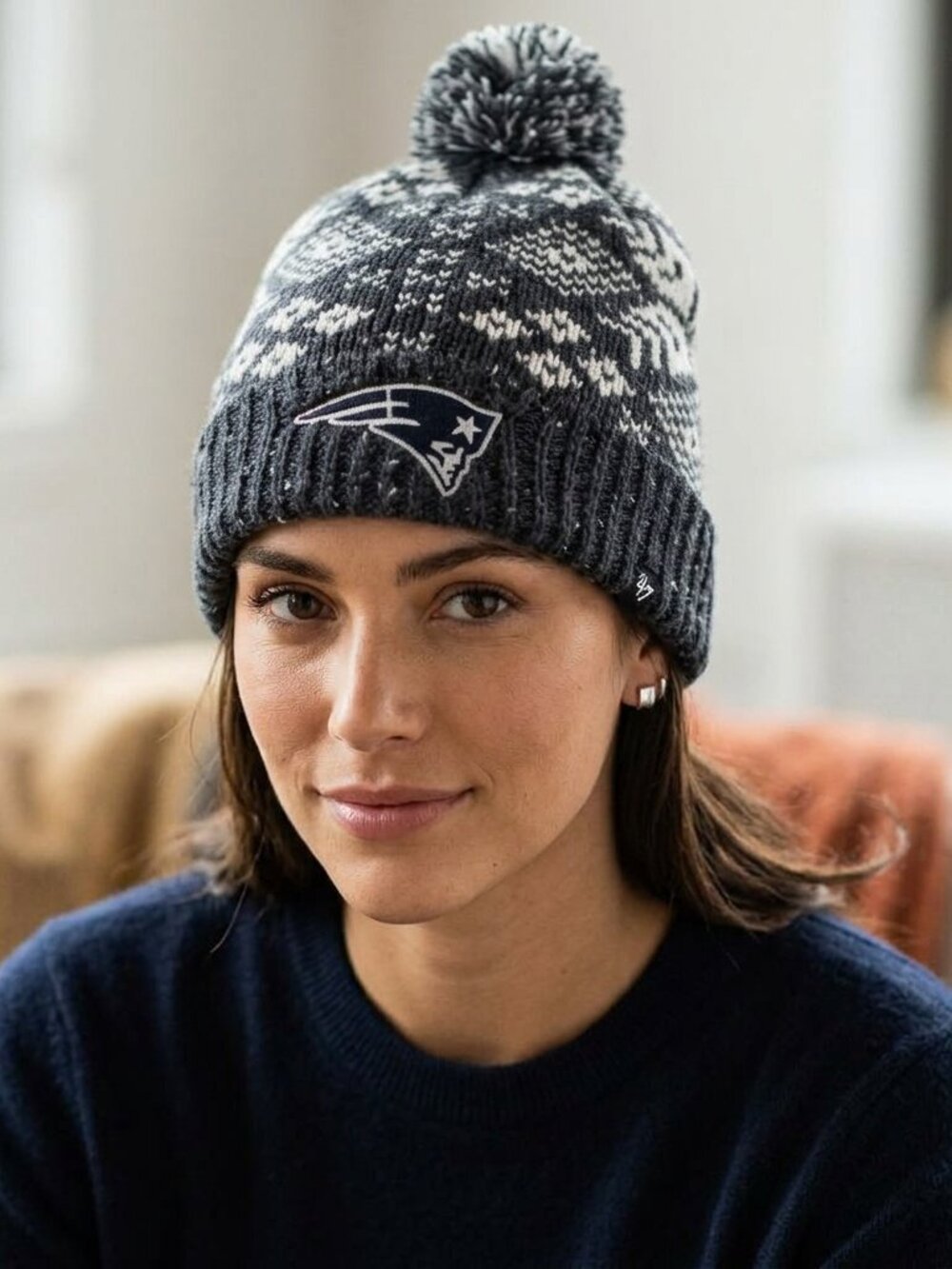 47 Brand Beanie Patriots Knit NFL Women's Size O/S Gray White Team Collection